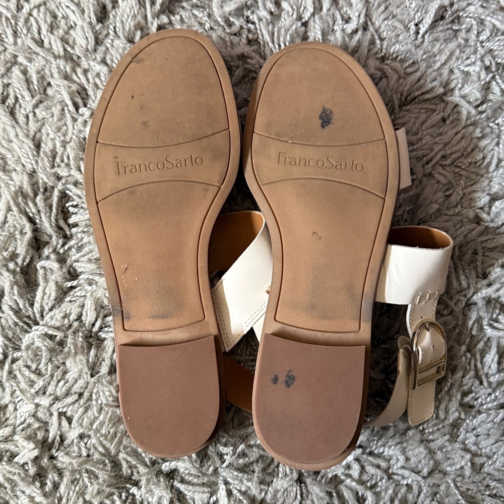 Used Franco Sarto Cream leather Sandals “Maura” is the name SZ 9.5 - Picture 2 of 6